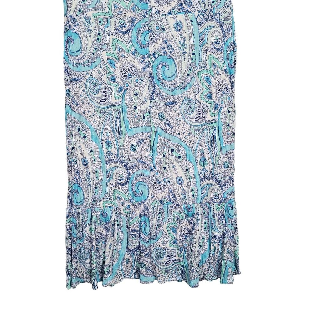 Cynthia Rowley Size 6 Dress Midi Beachy Summer V-neck Ruffle Hem Crinkle Crepe - Picture 7 of 9